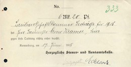 B4613 - Ronneburg - Rentamtkasse - Rechnung Quittung - 1918 - 1900 – 1949
