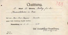B4614 - Ronneburg - Stadtkasse - Rechnung Quittung - 1921 - 1900 – 1949