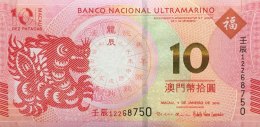 Macao 10 Patacas, P-85 2012 "Year Of The Dragon" UNC - Macau