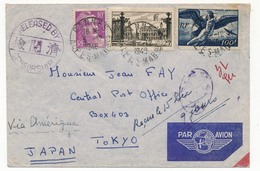 FRANCE / JAPON - Enveloppe Affranchissement Composé De Cannes 1948 Avec Censure Américaine Bilingue => Tokio - Brieven En Documenten