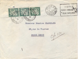 France 1939 Cover From/to Paris Not Franked And Taxed With 3 X 60 Cent. Tax Stamps - 1859-1959 Covers & Documents