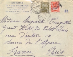 France 1954 Cover From Italy To Paris Not Franked And Taxed With 10 Fr. + 20 Fr. Tax Stamps - 1859-1959 Covers & Documents