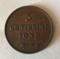 SAN MARINO - 1938 Moneta 5 Centesimi , Condizioni Ottime - Saint-Marin