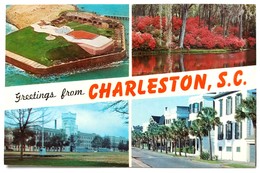 #312   View Of Carleston Fort, Old Town, River - CARLESTON South Carolina - US Postcard - Charleston