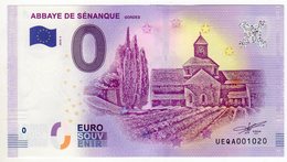 2018-1 FRANCE BILLET TOURISTIQUE 0 EURO SOUVENIR N°UEQA001020 ABBAYE DE SENANQUE Gordes - Prove Private