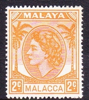 Malaysia-Malacca SG 24 1954 Queen Elizabeth II, 2c Orange, Mint Hinged - Malacca
