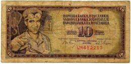 YUGOSLAVIA - 10 Dinara - 01/05/1968 - P 82.b - Sign. 7  - Used - Serie UR - 6 Digit Serial # Without Security Thread - Yugoslavia