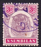 Malaysia-Negri Sembilan SG 7 1895 Tiger 3c Dull Purple And Carmine, Used - Negri Sembilan