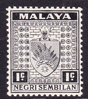 Malaysia-Negri Sembilan SG 21 1936 Arms, 1c Black, Mint Hinged - Negri Sembilan