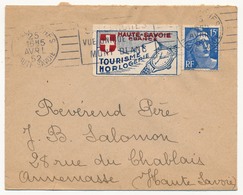 FRANCE - Petite Enveloppe Affr Gandon Avec Vignette "Haute Savoie France Tourisme Horlogerie" 1952 - Brieven En Documenten