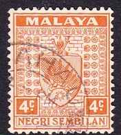 Malaysia-Negri Sembilan SG 25 1935 Arms, 4c Orange, Used - Negri Sembilan