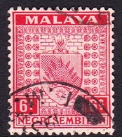 Malaysia-Negri Sembilan SG 27 1937 Arms, 6c Scarlet, Used - Negri Sembilan