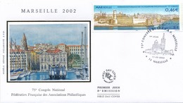 FRANCE - 2 FDC Et 1 Carte Soie - MARSEILLE 2002 Congrès De La Fédération - 1er Jour + Cachet Temp 19 Mai - 2000-2009