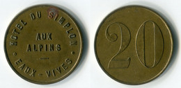 N93-0488 - Monnaie De Nécessité - Suisse - Genève - Eaux-Vives - Hôtel Du Simplon - Aux Alpins - 20 Centimes - Monedas / De Necesidad