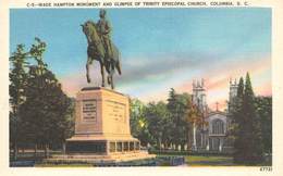 ETATS UNIS   SOUTH CAROLINA  COLUMBIA  WADE HAMPTON MONUMENT AND GLIMPSE OF TRINITY EPISCOPAL CHURCH - Columbia