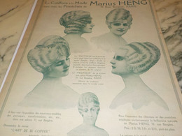 ANCIENNE PUBLICITE LES POSTICHES COIFFURE DE MARIUS HENG 1914 - Materiale Di Profumeria