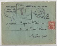 Lettre D'Alençon (Préfecture De L'Orne) Pour La Ferté Macé - 1946 - Non Affranchie Et Taxée à 3 Frs - 1859-1959 Covers & Documents