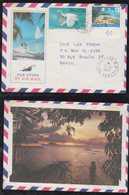 France Polynesie Tahiti 1983 Airmail Cover To BRASILIA Brazil  Bird + Beach Stamps - Lettres & Documents