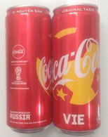 A Can Of Vietnam Viet Nam Coca Cola 330ml : FOOTBALL WORLD CUP FIFA 2018 / Opened By 2 Holes - Cannettes