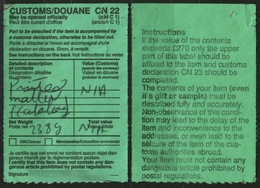 UK Great Britain - Customs Declaration / DÉCLARATION EN DOUANE / LABEL VIGNETTE - CN22 - Used - Service