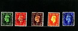 GREAT BRITAIN - 1937-47  KGVI   DARK COLOURS  WMK INVERTED  SET  FINE USED - Used Stamps