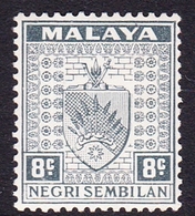 Malaysia-Negri Sembilan SG 29 1935 Arms, 8c Grey, Mint Hinged - Negri Sembilan