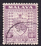 Malaysia-Negri Sembilan SG 30 1936 Arms, 10c Dull Purple, Used - Negri Sembilan