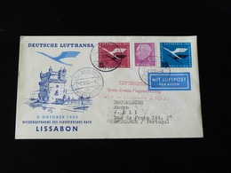 LETTRE DE WAHN POUR LISSABON PORTUGAL  -  1955  -  PAR DEUTSCHE LUFTANSA - 1927-1959 Covers & Documents