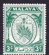 Malaysia-Negri Sembilan SG 44 1949 Arms, 3c Green, Mint Hinged - Negri Sembilan