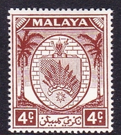 Malaysia-Negri Sembilan SG 45 1949 Arms, 4c Brown, Mint Hinged - Negri Sembilan