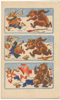 BD Russian Card Bear Running After Hunter. Ours Poursuivant Un Chasseur - Ours