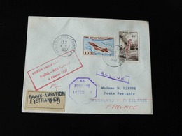 LETTRE RECOMMANDE  PREMIERE LIAISON AERIENNE DIRECTE PARIS - AUCKLAND - 1957 -  NOMBREUX CACHETS. - 1927-1959 Briefe & Dokumente