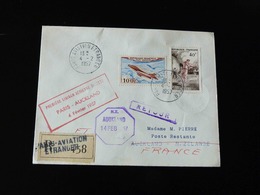 LETTRE RECOMMANDE  PREMIERE LIAISON AERIENNE DIRECTE PARIS - AUCKLAND - 1957 -  NOMBREUX CACHETS. - 1927-1959 Covers & Documents