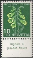 Schweiz Suisse Svizzera 1948: Pro Juventute  Zu 126 Mi 515 Yv 468 ** MNH & Tab "Digitale à Grandes Fleur" (SBK CHF 4.20) - Piante Velenose