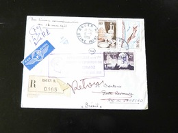 LETTRE RECOMMANDE POUR RIO DE JANEIRO ET RETOUR  25 IEME ANNIVERSAIRE TRAVERSEE ATLANTIQUE SUD PAR JEAN MERMOZ - 1927-1959 Covers & Documents