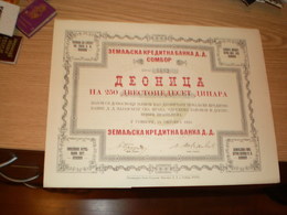 Sombor Zombor  Zemaljska Kreditna Banka Land Kredit Bank Deonica 250 Dinara 1920 - Serbien