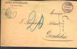 SWISS SWITZERLAND SCHWEIZ SUISSE 1886 20 Rp PORTO PORTOMÄRKEN REVENUE TAXE MI M 19 ON COVER CAISSE HYPOTHECAIRE FRIBOURG - Revenue Stamps