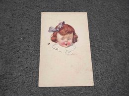 ANTIQUE POSTCARD GIRL WITH FLY SIGNED CASTELLI ITALY UNUSED - Castelli