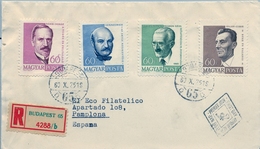 1960 , HUNGRIA , CERTIFICADO BUDAPEST - PAMPLONA , SERIE PERSONAJES - Cartas & Documentos