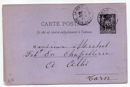 1880--entier Carte Postale  SAGE 10c Noir -cachet  LE PUY EN VELAY --Haute Loire   ---ALBI - Tarn-- - Cartes Postales Types Et TSC (avant 1995)