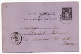 1882-entier Carte Postale SAGE 10c Noir-cachets Ambulant "Montauban à Lexos" Et "Capdenac à Toulouse" --ALBI - Tarn-- - Cartes Postales Types Et TSC (avant 1995)