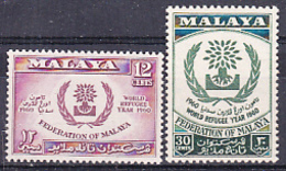 Malaya 1960 Scott 94-5 World Refugee Year MNH - Federated Malay States