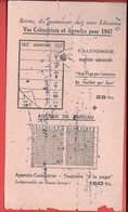 Buvard 1947 - CALENDRIERS Et AGENDAS  - SEMAINIER, EPHEMERIDE,AGENDA DE BUREAU De L'année 1947 - Buvard Utilisé - Stationeries (flat Articles)