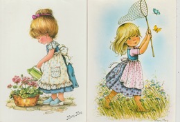16 / 6 / 195  -  2  CPM   FILLETTES ( Signées MARY  MAY  ) - Other Illustrators