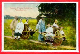 ASIE - CHINE -  Chinese  - Women Riding On Wheelbarrow - Chine