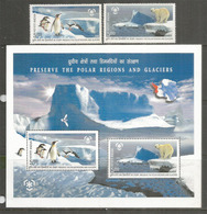 INDE. Preservation Des Regions Polaires Et Des Glaciers. Bloc-feuillet + Serie Neufs ** - Preserve The Polar Regions And Glaciers