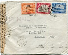 ADEN LETTRE PAR AVION DEPART ADEN 1 DEC 52 CENSUREE A L'ARRIVEE EN EGYPTE LE 3 DEC 52 - Aden (1854-1963)