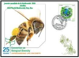 FDC Algeria -journée Mondiale De La Biodiversité Abeilles - 2018-Algeria FDC World Biodiversity Day,Bee - Honeybees
