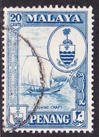 Malaysia-Penang SG 61 1960 Definitives, 20c Blue, Used - Penang