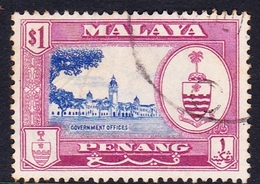Malaysia-Penang SG 63 1960 Definitives, $ 1.00 Ultramarine And Redish Purple, Used - Penang